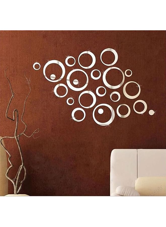 erorex Set Of 24Pcs Wall Sticker Decal Murals Mirrors Circular Ring 3D Mirror Wall Stickers Removable Diy Mirror Wall Sticker For Home Bedroom Background Decor Circular Ring - Image 5