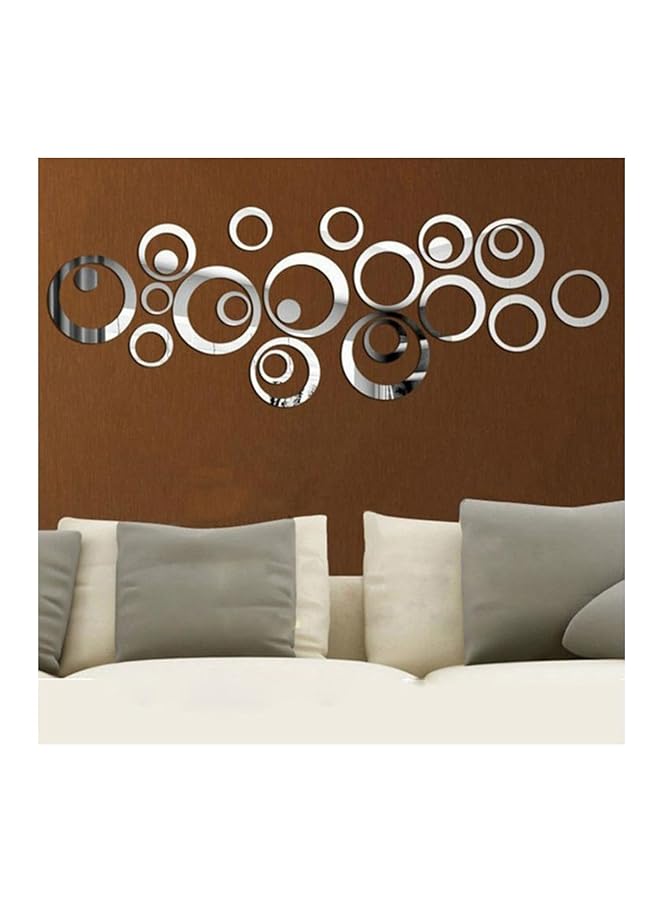 erorex Set Of 24Pcs Wall Sticker Decal Murals Mirrors Circular Ring 3D Mirror Wall Stickers Removable Diy Mirror Wall Sticker For Home Bedroom Background Decor Circular Ring - Image 1