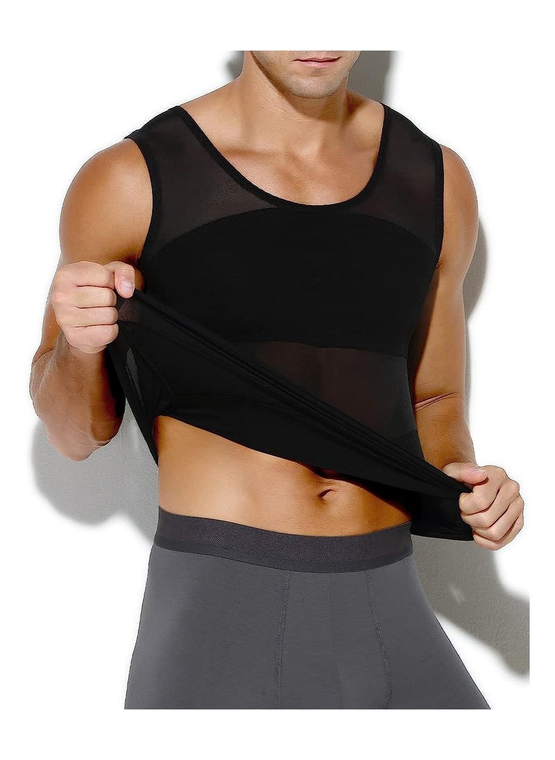 KASTWAVE - Compression Shirts for Men Slimming Workout Mesh Tank Top Undershirts Shapewear Sleeveless Vest Men XL - Image 1