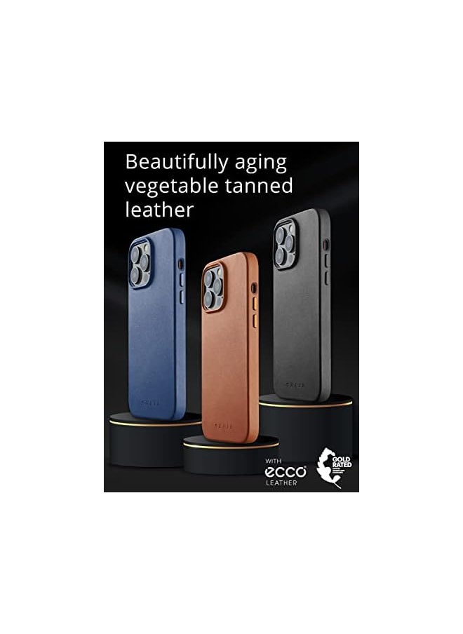 Mujjo - Full Leather Case for iPhone 14 Pro Max with MagSafe (Monaco Blue) - Image 1