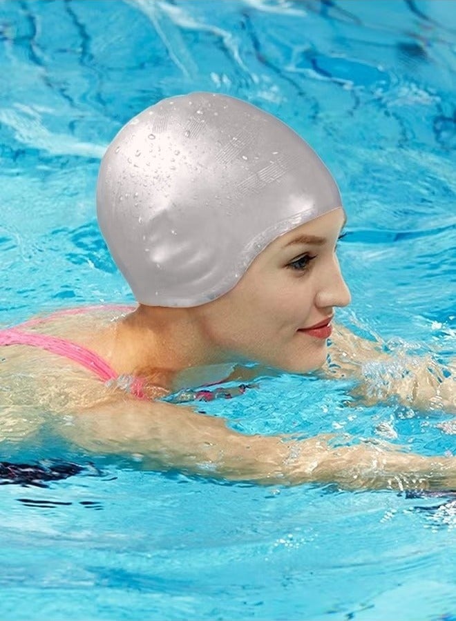 Generic Silicone Swimming Cap for Men Women Adults, Durable Flexible and Skin Friendly Bathing Swimming Caps for Long and Short Hairs, Protect Your Ears and Hair, Ergonomic Design With Ear Protection Pocket - Image 4