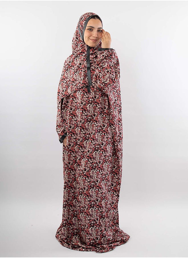 Tie Shop Printed Viscose Isdal Dark Pink & Off Whit For Women 