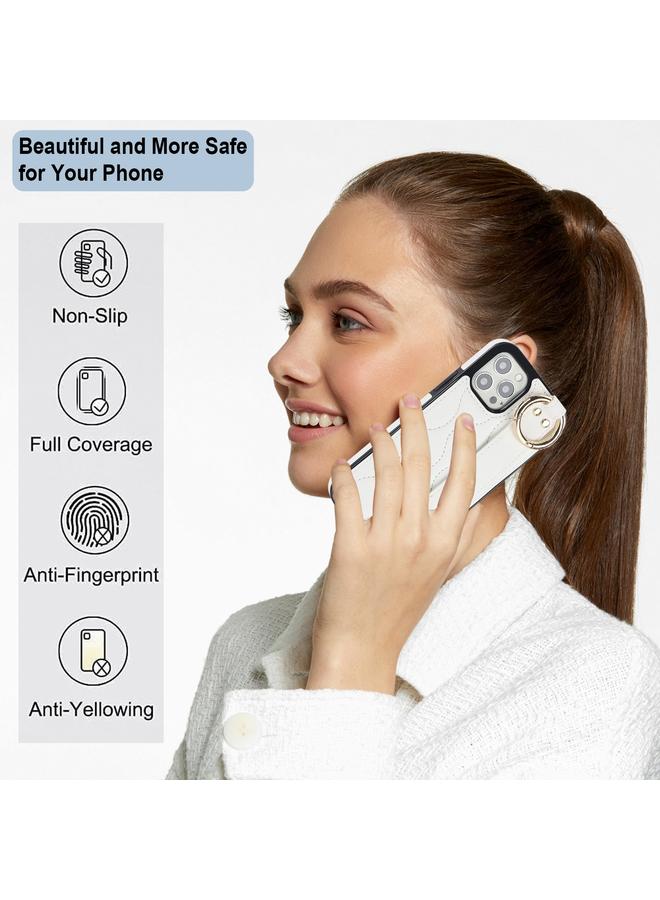 Zaboon Case For iPhone 12 Pro / 12 Non-slip Full Coverage Ring PU Phone Case with Wristband - Image 3
