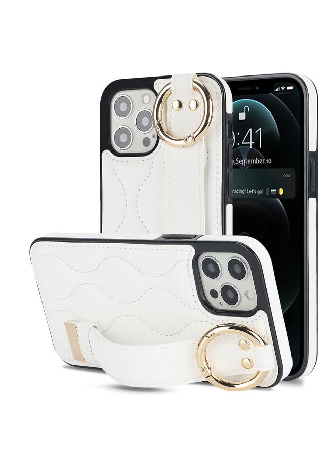 Zaboon Case For iPhone 12 Pro / 12 Non-slip Full Coverage Ring PU Phone Case with Wristband - Image 1