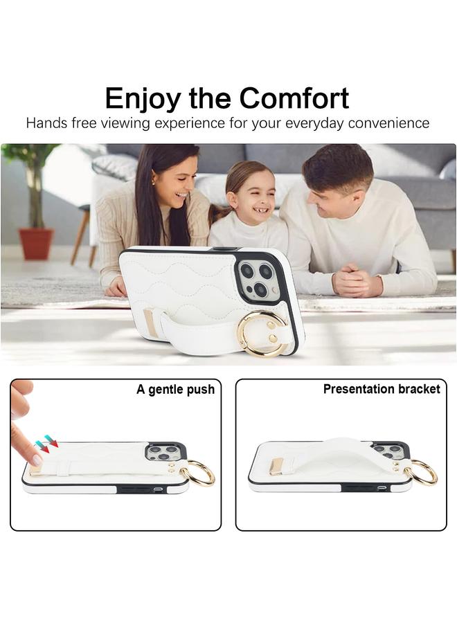 Zaboon Case For iPhone 12 Pro / 12 Non-slip Full Coverage Ring PU Phone Case with Wristband - Image 4