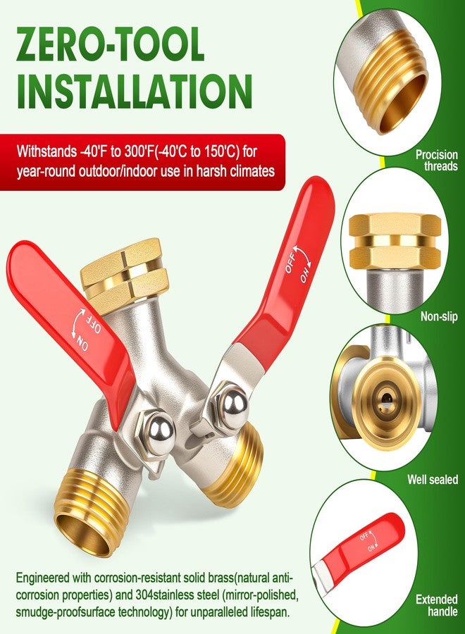 DINGBAI High Flow Hose Splitter, Garden Hose Splitter 2 Way, Heavy Duty Brass Hose Splitter, With Long Handle,2 Way Water Hose Splitter,Full Flow Hose Splitter Connector, Y Valve 3/4 Inch GHT Thread. - Image 4
