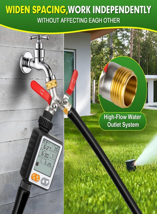 DINGBAI High Flow Hose Splitter, Garden Hose Splitter 2 Way, Heavy Duty Brass Hose Splitter, With Long Handle,2 Way Water Hose Splitter,Full Flow Hose Splitter Connector, Y Valve 3/4 Inch GHT Thread. - Image 2