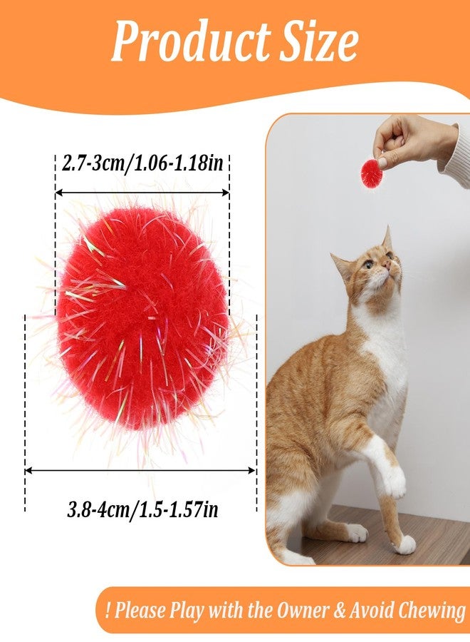 HaiFafafaing 60 Pcs Cat Pom Pom Balls - 1.5 Inch Interactive Cat Ball Toy - Multicolor Sparkle Fuzzy Balls for Exercise and Entertainment - Image 2
