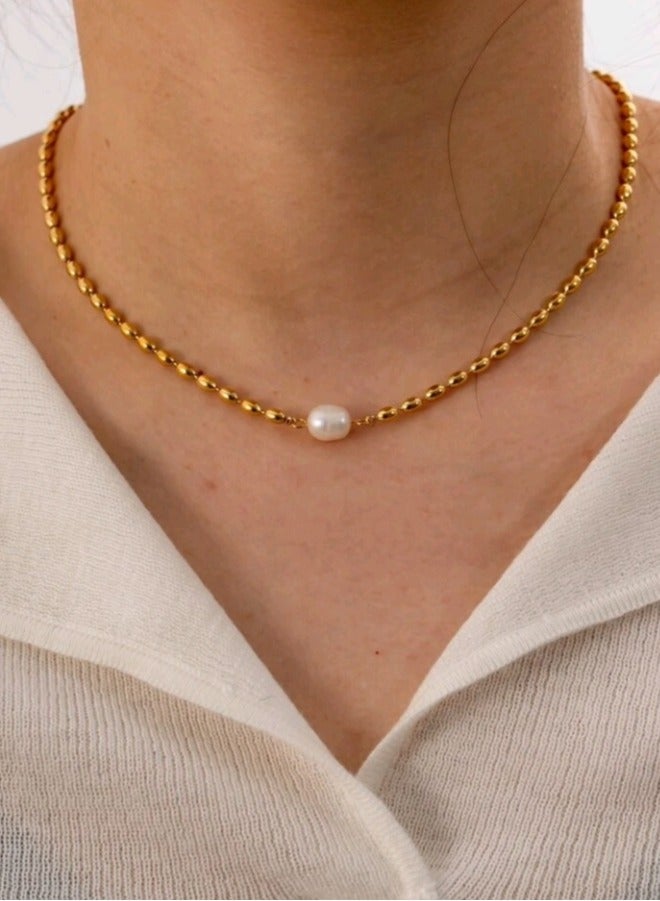 Jewelry For Life Trendy Stainless Steel Gold Plated Necklace For Women - Image 1