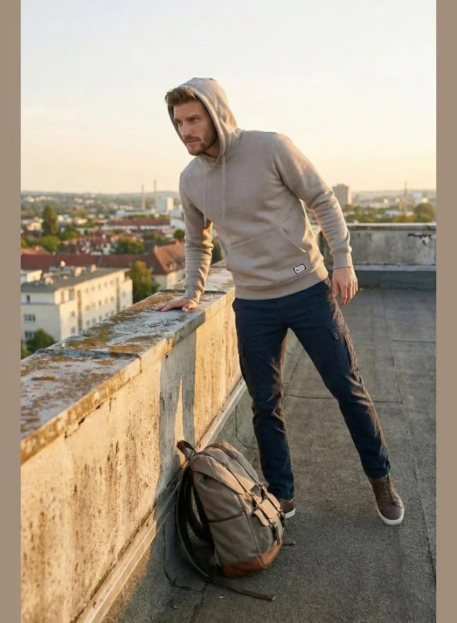 بوراتي بلوزة بغطاء رأس بقصة عادية وجيب كنغر وبطانة صوف ناعمة للرجال من بوراتي