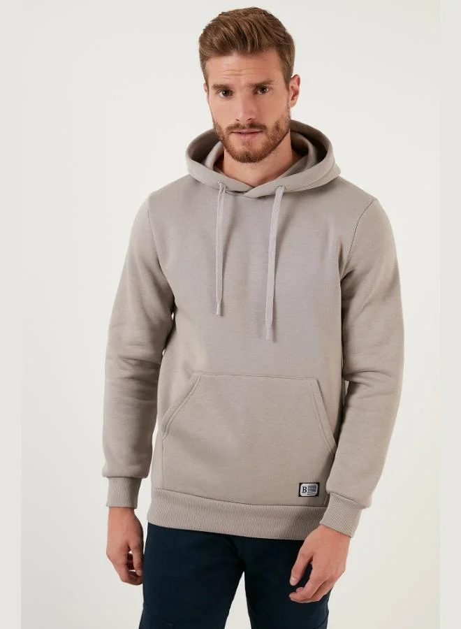 بوراتي بلوزة بغطاء رأس بقصة عادية وجيب كنغر وبطانة صوف ناعمة للرجال من بوراتي