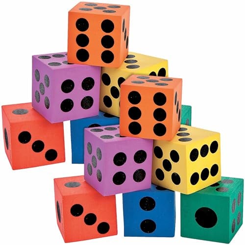 Fun Express Foam Dice Assortment Toys Games Indoor Mini Game Sets 12 Pieces - Image 1