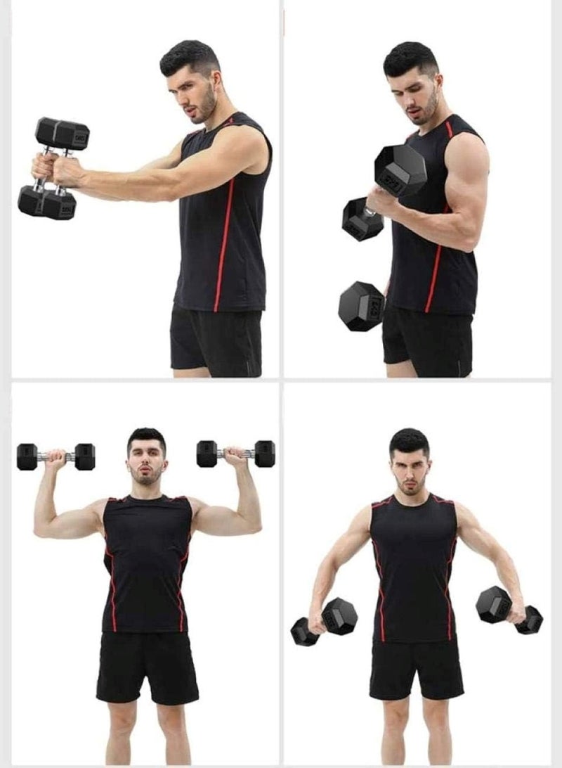 Huitich Gym Fitness Equipment Rubber Hex Dumbbell 2 Pc Black 2.5kg - Image 5