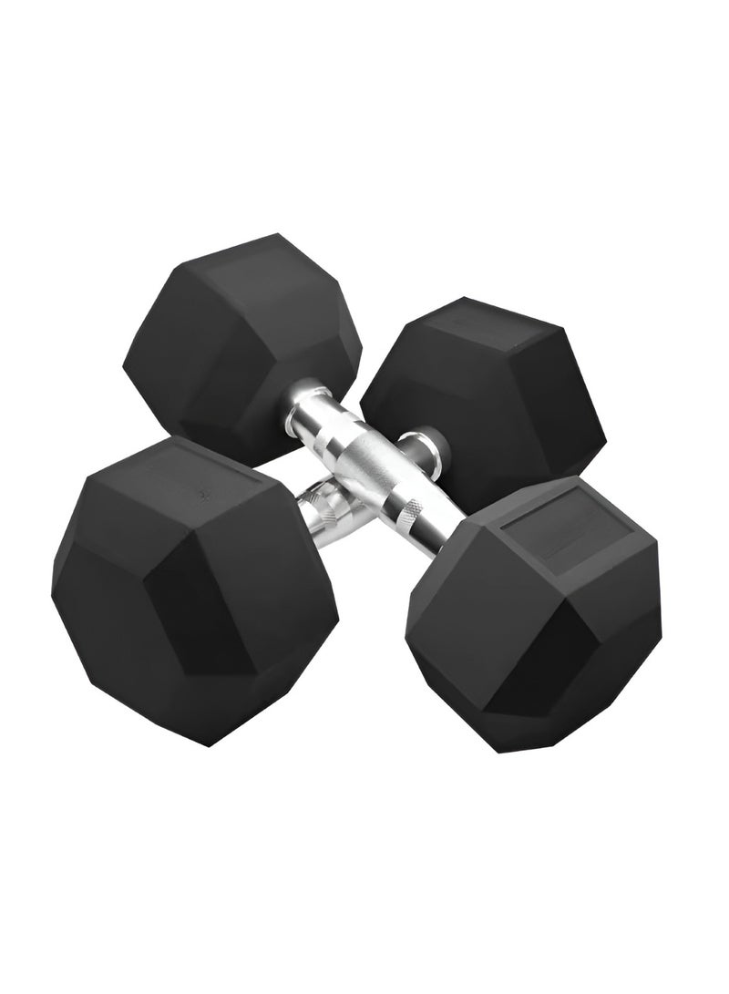 Huitich Gym Fitness Equipment Rubber Hex Dumbbell 2 Pc Black 2.5kg - Image 3