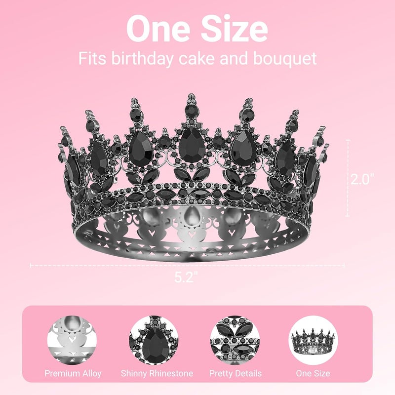 Papoopy Crown for Women, Queen Crown Tiara for Holiday Party (Black) - Image 2