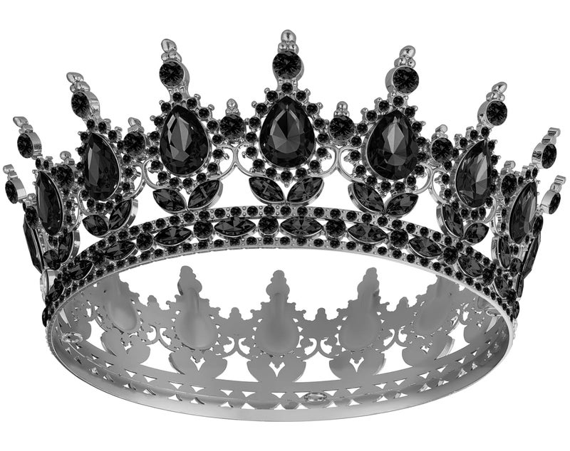 Papoopy Crown for Women, Queen Crown Tiara for Holiday Party (Black) - Image 1