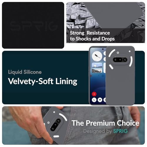 SPRIG Compatible with Nothing Phone 3A Premium SilkTone Back Cover Drop Tested Shock Proof Mobile Case for Men, Women, Boys and Girls with Camera Protection (Dark Grey) - Image 2