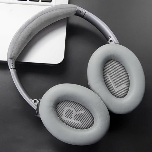 SoloWIT Ear Pads Cushions Replacement, Earpads for Bose QuietComfort 35 (QC35) and Quiet Comfort 35 II (QC35 II) Over-Ear Headphones, Softer Leather, Noise Isolation Foam - PL Silver - Image 2