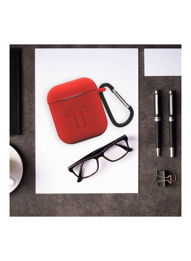 NIBEMINENT Protective Case Cover For AirPods With Carabineer Red/Black - Image 4