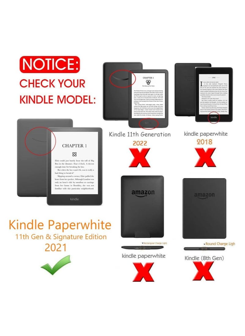 Generic - غطاء EcoSystem Slimshell لجهاز Kindle Paperwhite الجديد بالكامل (الجيل الحادي عشر - 2021، 6.8 بوصة) أو Kindle Paperwhite Signature Edition، غطاء ذكي مع وضع السكون/التنشيط التلقائي، (مكعبات) - Image 1
