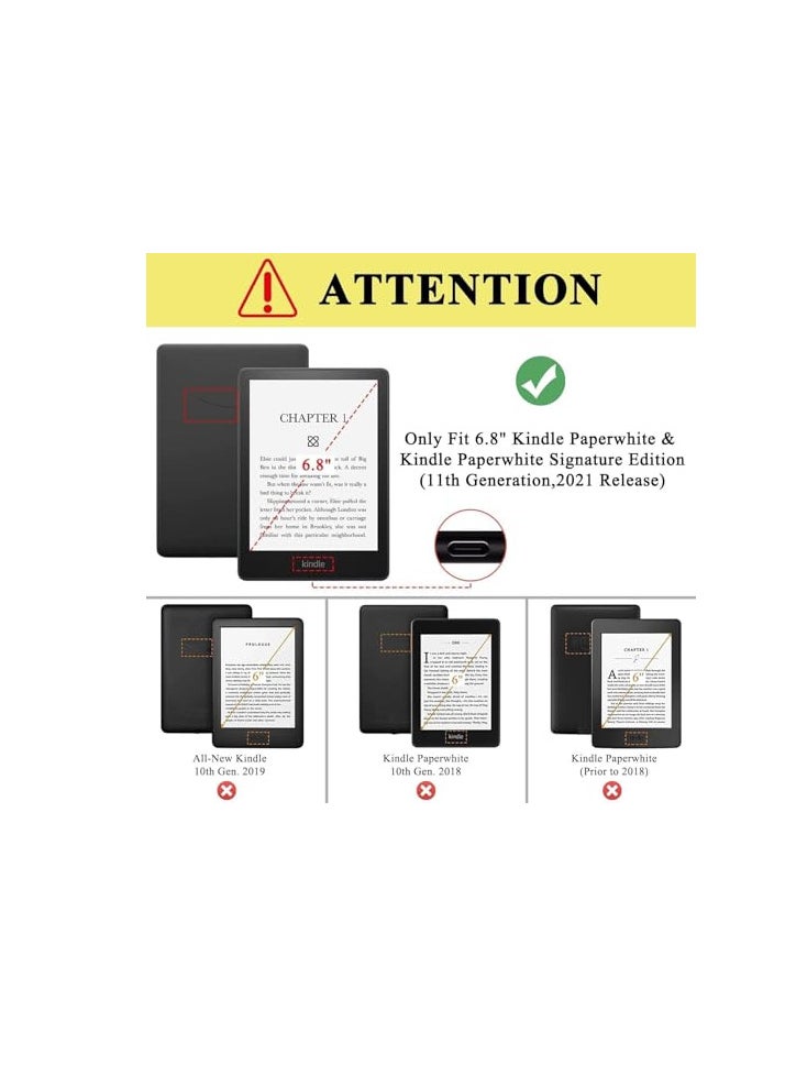 Generic - غطاء EcoSystem Slimshell لجهاز Kindle Paperwhite الجديد بالكامل (الجيل الحادي عشر - 2021، 6.8 بوصة) أو Kindle Paperwhite Signature Edition، غطاء ذكي مع وضع السكون/التنشيط التلقائي، (مكعبات) - Image 1