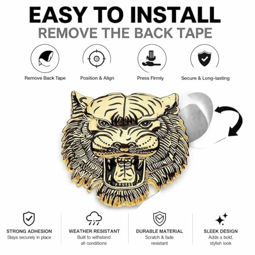 OAN 3D Chrome Emblem Automotive Car, Bike Badges Logo Self Adhesive Sticker (Tiger, Bronze) - Image 2