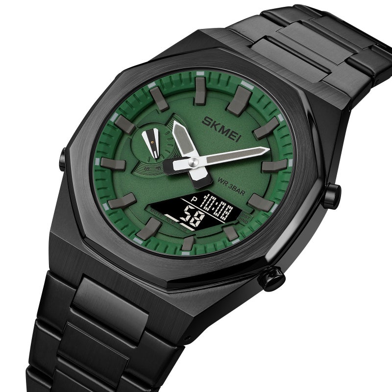 SKMEI 1816 Men's Waterproof Sports Digital Watch Luxury Business Watch Dual Time Display Light Emitting Diode Light Steel Belt - Image 1