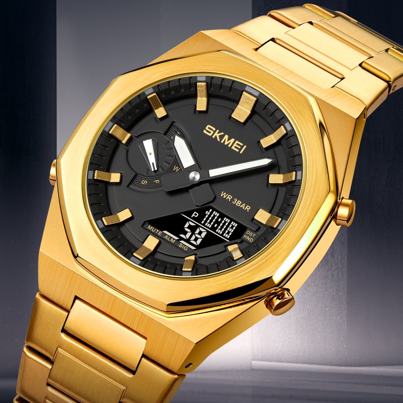 SKMEI 1816 Men's Waterproof Sports Digital Watch Luxury Business Watch Dual Time Display Light Emitting Diode Light Steel Belt - Image 4