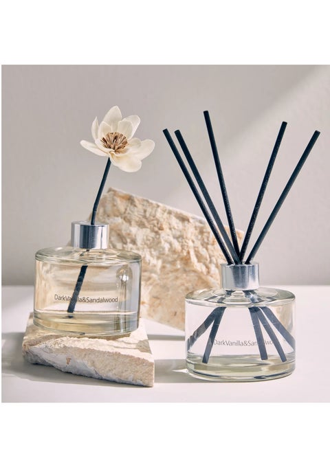Perfume diffuser set with sticks of 2 pieces dark vanilla and sandalwood scent 200 ml