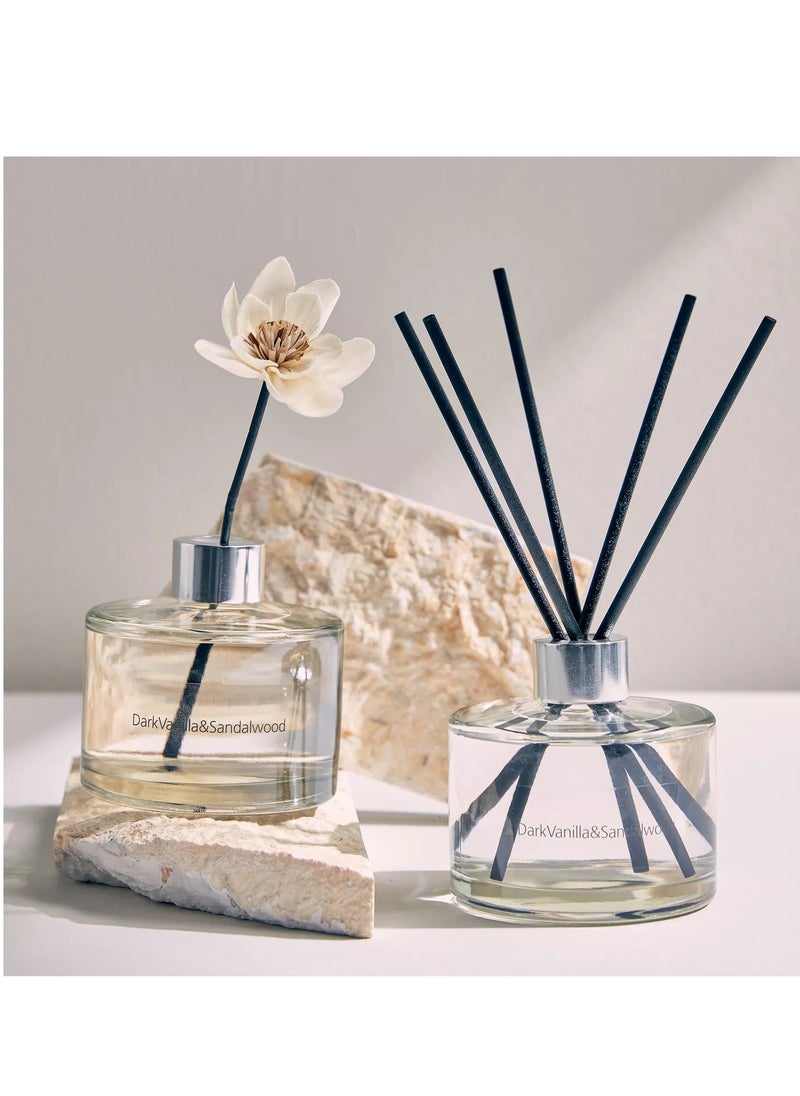 Perfume diffuser set with sticks of 2 pieces dark vanilla and sandalwood scent 200 ml