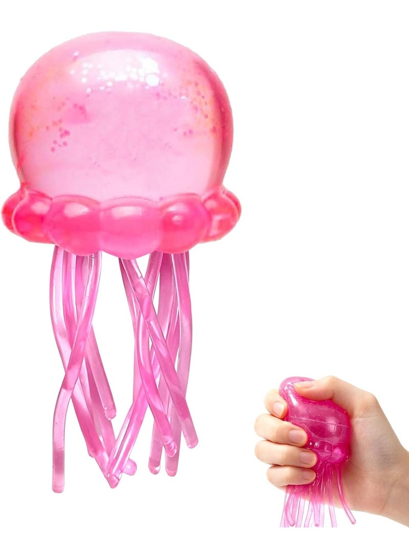 NeeDoh Jelly Squish Blue Jellyfish Fidget Toy - Super Solid Squish Stress Relief Sensory Squeeze Toy for Kids & Adults, Anti-Anxiety ADHD Focus Desk Toy（Pink） - Image 1