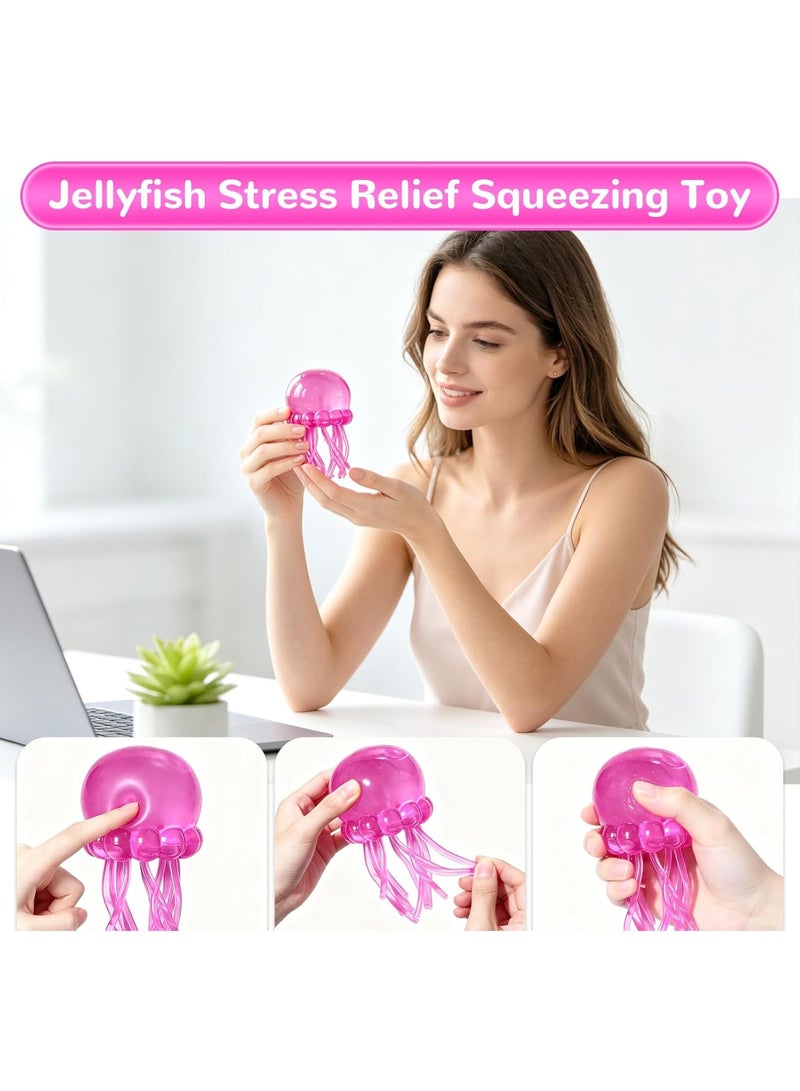 NeeDoh Jelly Squish Blue Jellyfish Fidget Toy - Super Solid Squish Stress Relief Sensory Squeeze Toy for Kids & Adults, Anti-Anxiety ADHD Focus Desk Toy（Pink） - Image 4