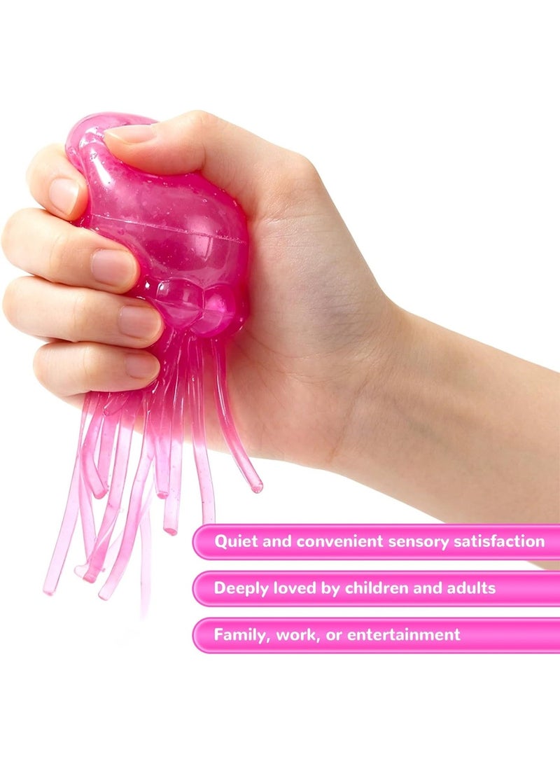 NeeDoh Jelly Squish Blue Jellyfish Fidget Toy - Super Solid Squish Stress Relief Sensory Squeeze Toy for Kids & Adults, Anti-Anxiety ADHD Focus Desk Toy（Pink） - Image 2