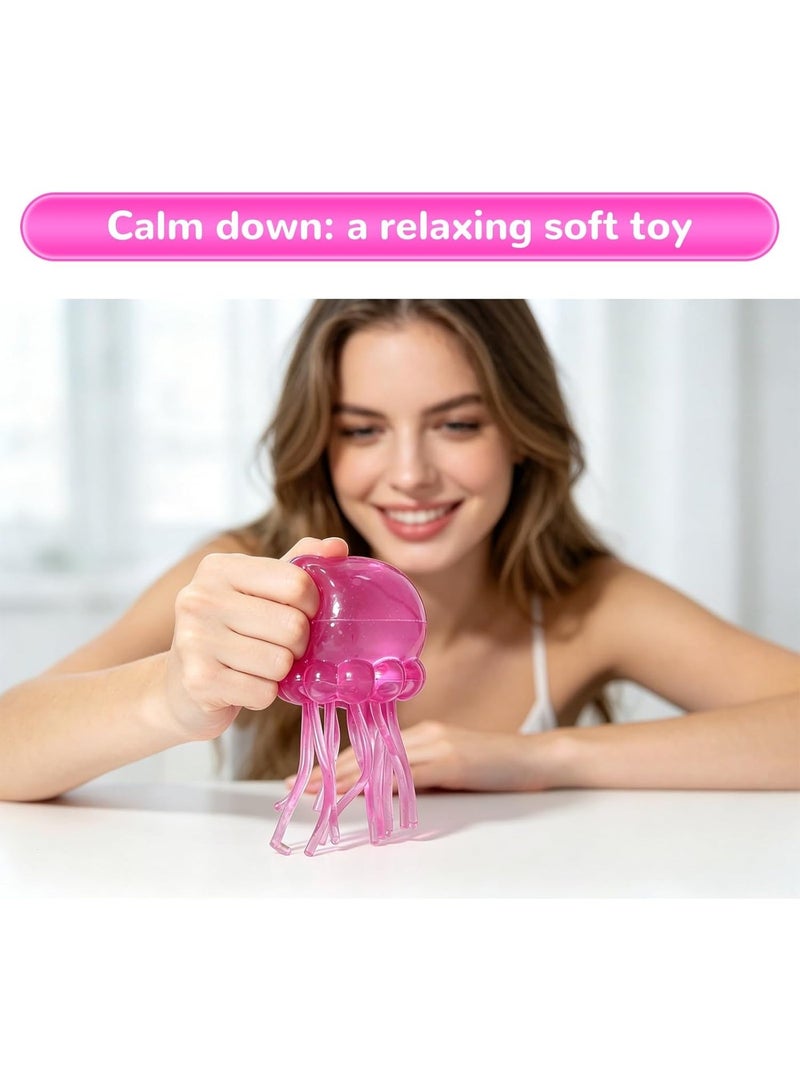 NeeDoh Jelly Squish Blue Jellyfish Fidget Toy - Super Solid Squish Stress Relief Sensory Squeeze Toy for Kids & Adults, Anti-Anxiety ADHD Focus Desk Toy（Pink） - Image 3