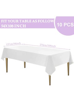 10 Pack Disposable Party Table Cloth Rectangle 54 x 108 Inch, Disposable Plastic Table Cover for Wedding Banquet Birthday Party (White) - pzsku/Z3FD057A0DD4F19691D68Z/45/_/1740655928/1032bddf-9ab5-4ae6-90bc-fef6eef79b5e