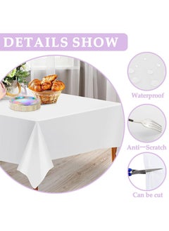 10 Pack Disposable Party Table Cloth Rectangle 54 x 108 Inch, Disposable Plastic Table Cover for Wedding Banquet Birthday Party (White) - pzsku/Z3FD057A0DD4F19691D68Z/45/_/1740655943/dc94b2ae-6f86-461d-b65c-6b66c8d94e70