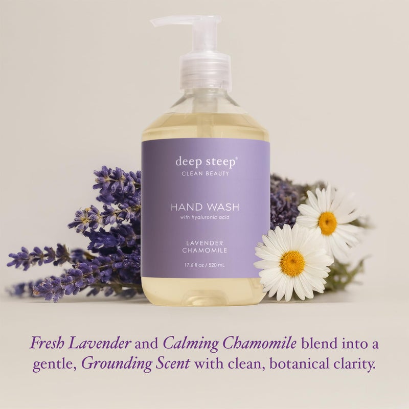 Deep Steep Liquid Hand Wash, Lavender Chamomile, 17.6 oz â€“ Moisturizing Cleanser with Olive Oil, Aloe Vera, Glycerin & Hyaluronic Acid â€“ Vegan, Clean Beauty, Soft & Nourished Hands - Image 3