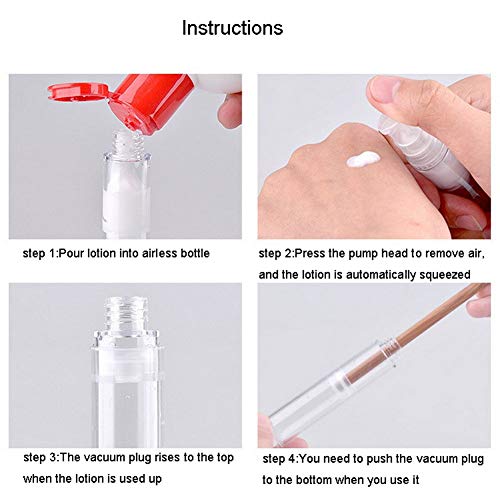 Wresty 12 Pcs Vacuum Lotion Bottles - Plastic Airless Pump Bottles, Travel DIY Cosmetic Cream & Makeup Foundation Toiletries Liquid Vacuum Container (5ml) - Image 5