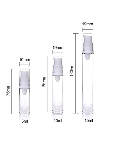 Wresty 12 Pcs Vacuum Lotion Bottles - Plastic Airless Pump Bottles, Travel DIY Cosmetic Cream & Makeup Foundation Toiletries Liquid Vacuum Container (5ml) - Image 4