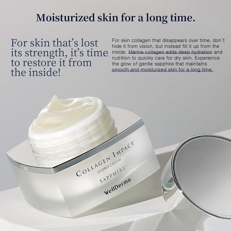 WELLDERMA Sapphire Collagen Impact Hydro Cream, 50g / 1.69 fl.oz â€“ Hydrating & Balancing Face Moisturizer with Collagen Complex and Niacinamide - Image 2