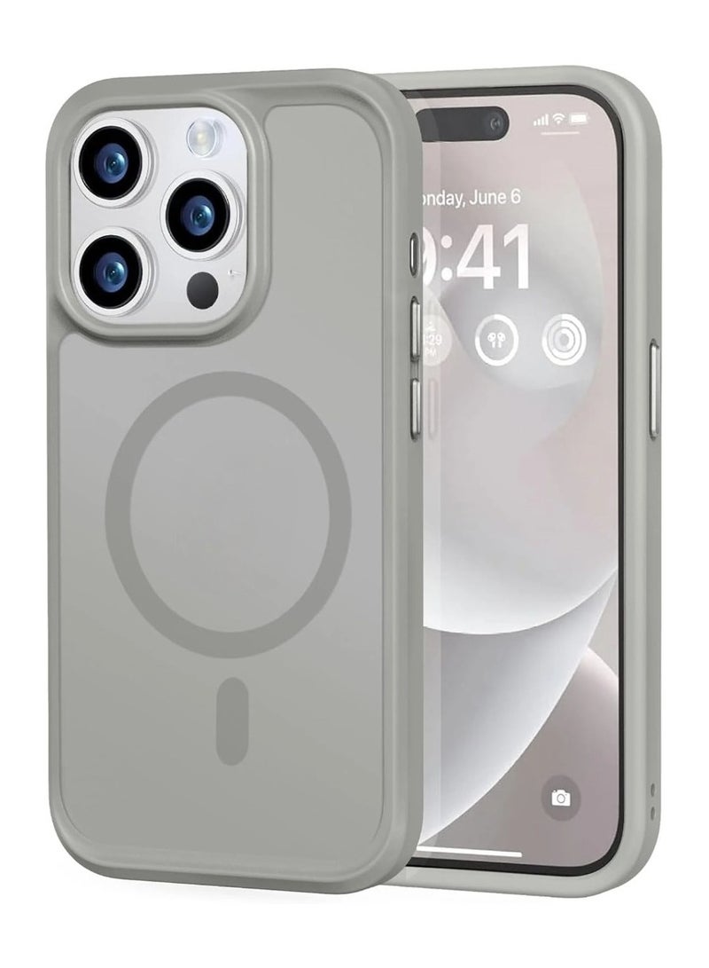 Denx Magnetic Case for iPhone 14 Pro Case, Compatible with MagSafe, Plating Luxury Cover, Clear Soft TPU Shockproof Protective Phone Case, (Natural titanium) - Image 1