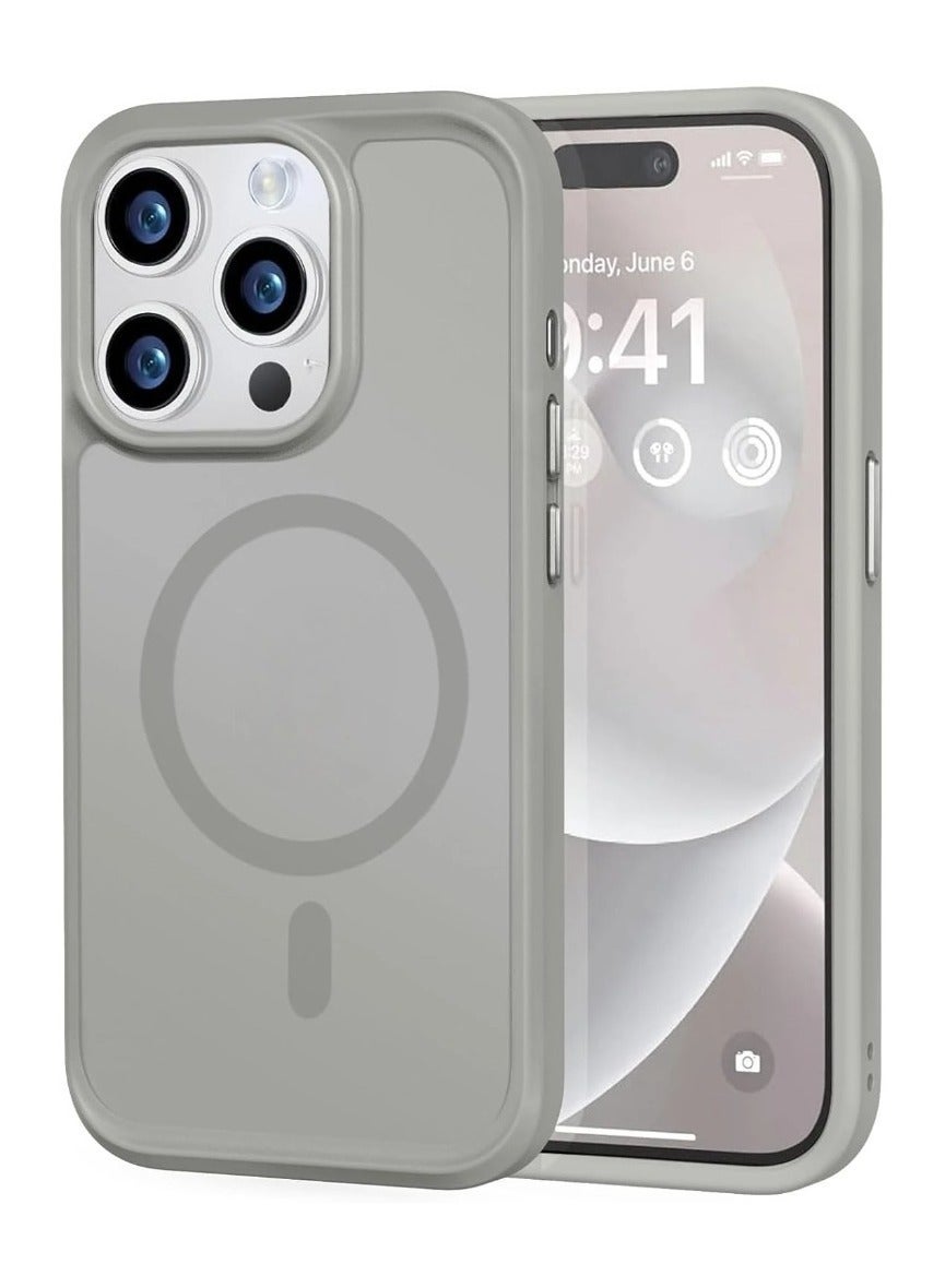 Magnetic Case for iPhone 14 Pro Case, Compatible with MagSafe, Plating Luxury Cover, Clear Soft TPU Shockproof Protective Phone Case, (Natural titanium)