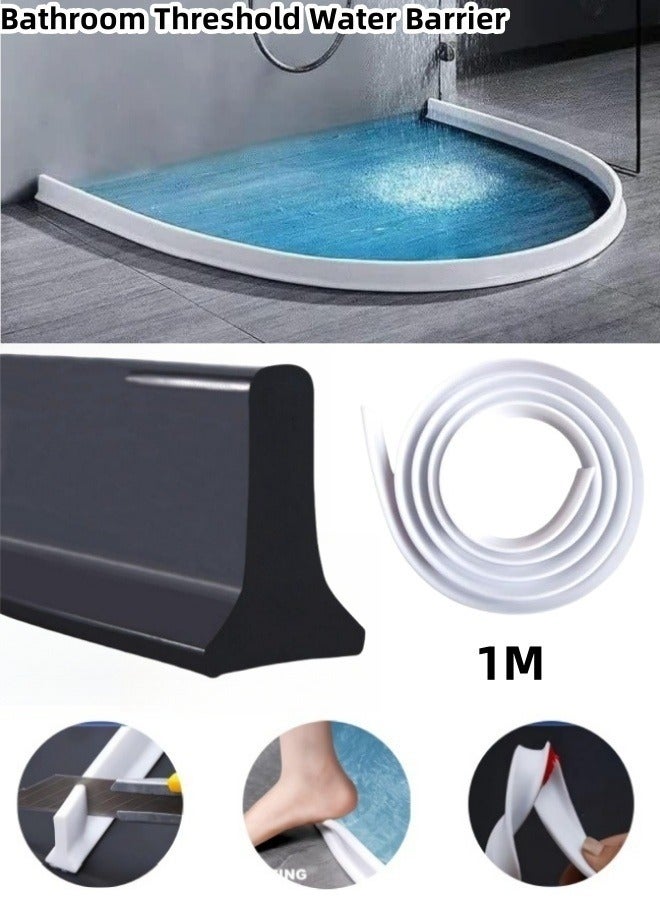 39in Collapsible Threshold Water Dam Barrier for Bathroom, Silicone Self-Adhesive Shower Edge Water Barrier Stopper Water Retaining Strip,Shower Water Blocker Retention System,Dry and Wet Separation - Image 1