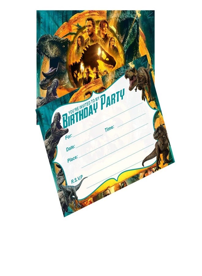 SUTRADHAR 24pcs Dinosaur Birthday Invitations,Dinosaur Party Invitations Birthday Party Supplies Decoration (Invitations24) - Image 2