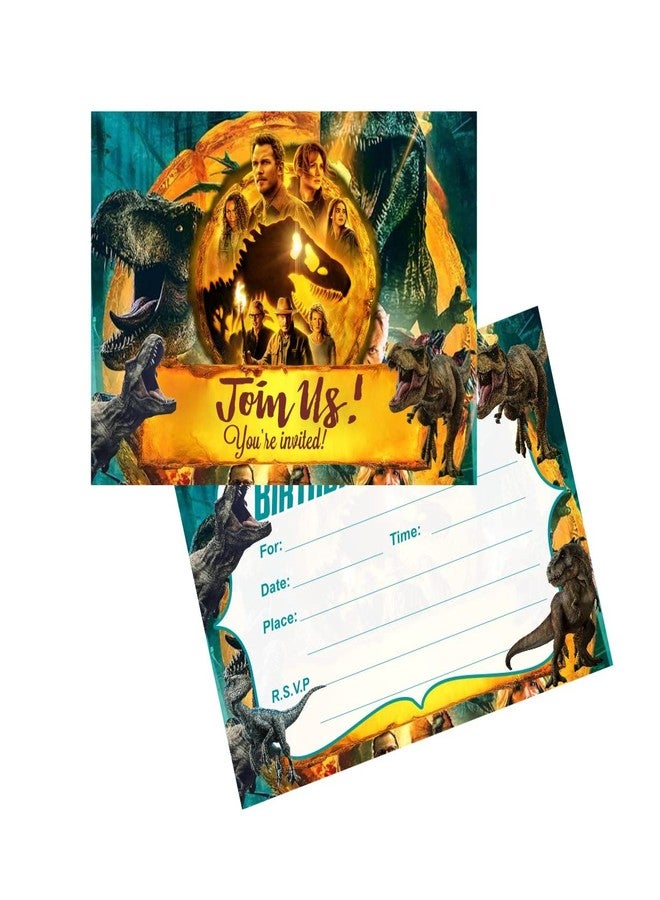 SUTRADHAR 24pcs Dinosaur Birthday Invitations,Dinosaur Party Invitations Birthday Party Supplies Decoration (Invitations24) - Image 1