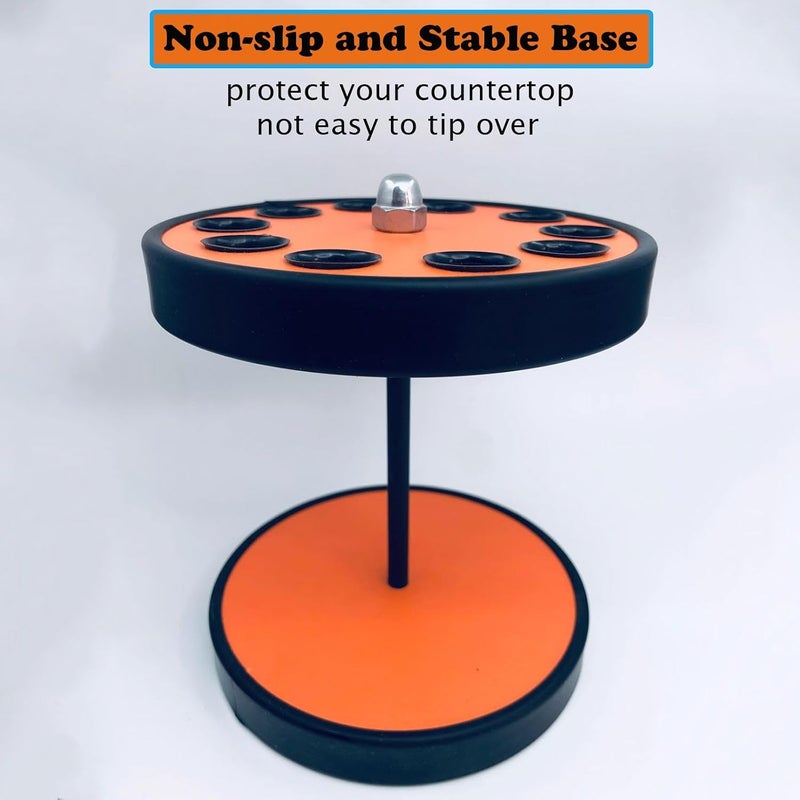 XDONEF Rotating Hair Scissors Holder, Wooden Barber Scissors Storage Holder Salon Shears Holder Hair Stylist Scissors Container Hairdressing Tools Organizer Orange - Image 5