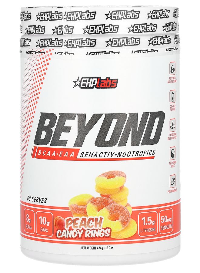 EHPLabs Beyond BCAA + EAA Peach Candy Rings 16.7 oz (474 g) - Image 1