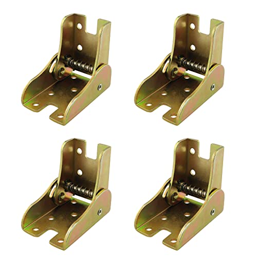 JCBIZ 4pcs Self-Lock Folding Hinge 90 Degree Stainless Steel Folding Self Locking Bracket Furniture Leg Fitting Conner Braces Extension Support Bracket - Image 1