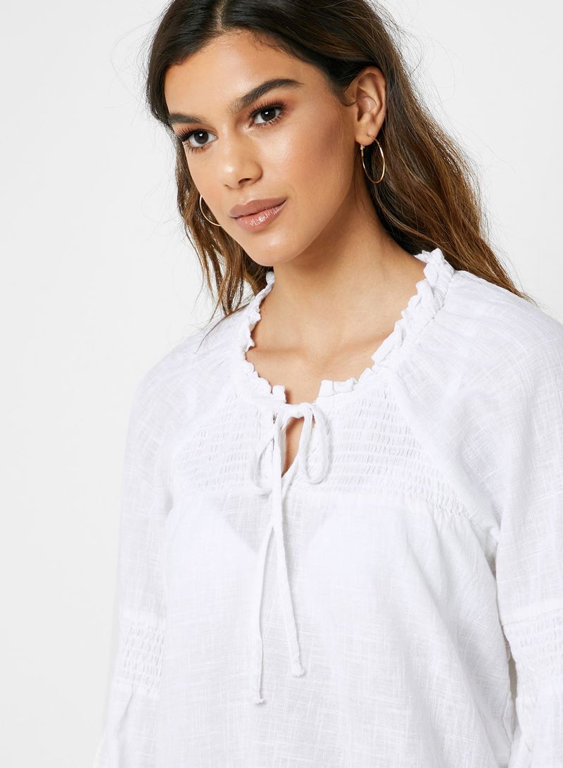 Cotton On Ruched Detail Tie Neck Top - Image 3