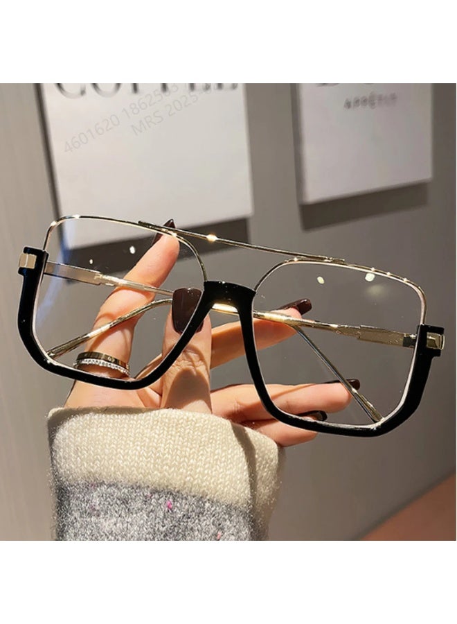 شي إن نظارة فاشون بإطار أسود وذهبي وتصميم توب بار عصري - Image 2